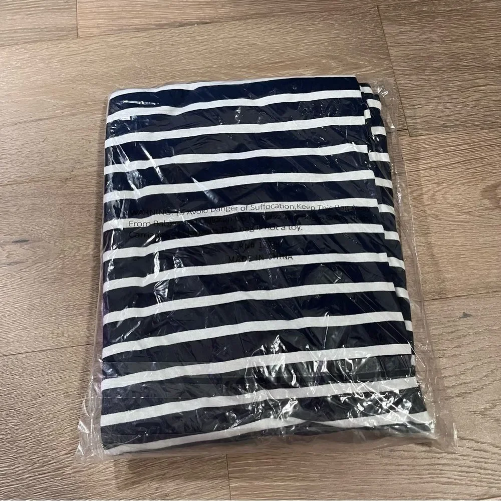 Women's Striped 100% Cotton Navy Blue Matching Family Pajama Set Pjs L - Picture 4 of 4